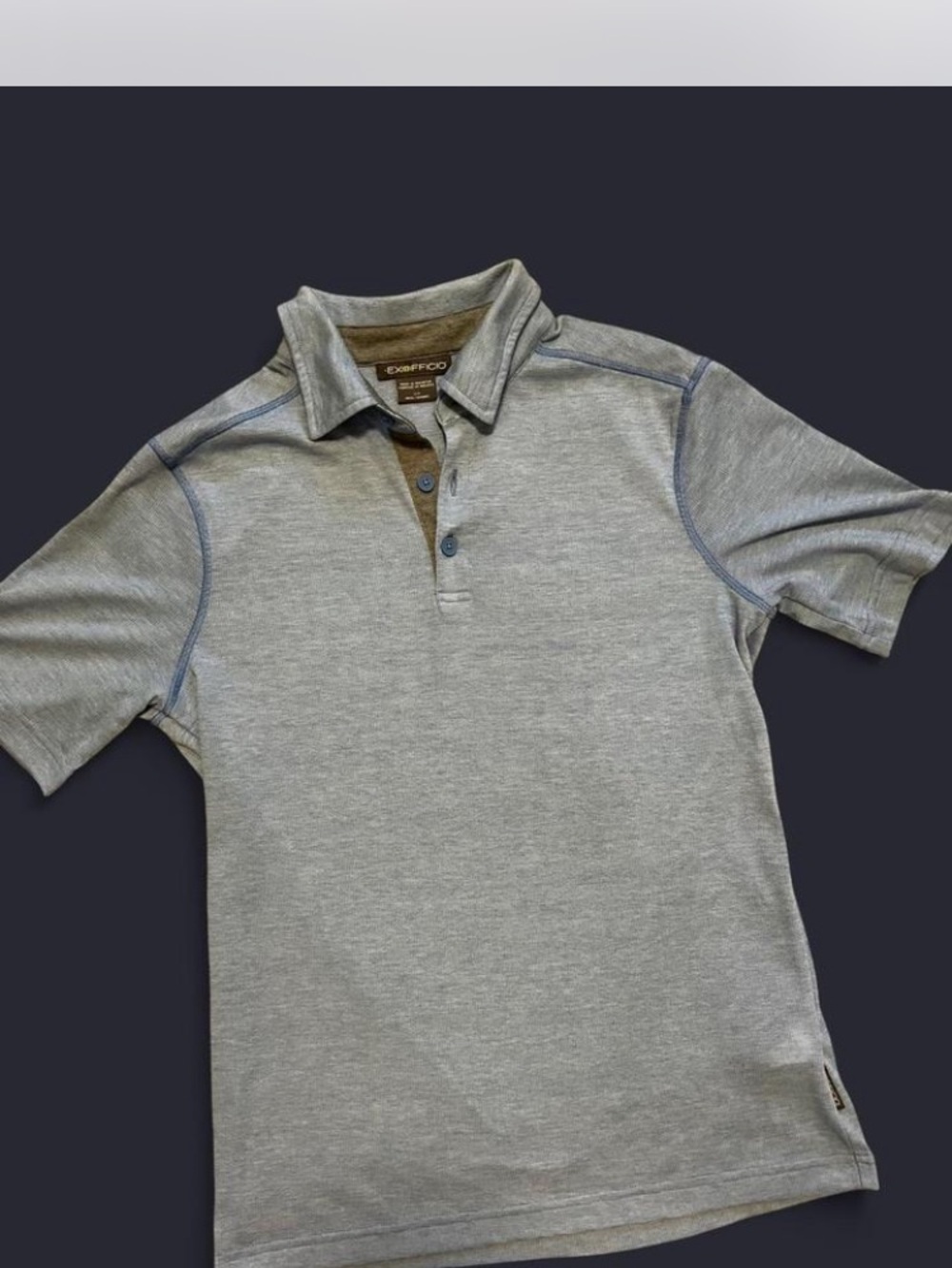 ExOfficio Blue Heather Performance Travel Polo Moisture Wicking Men’s Size Small